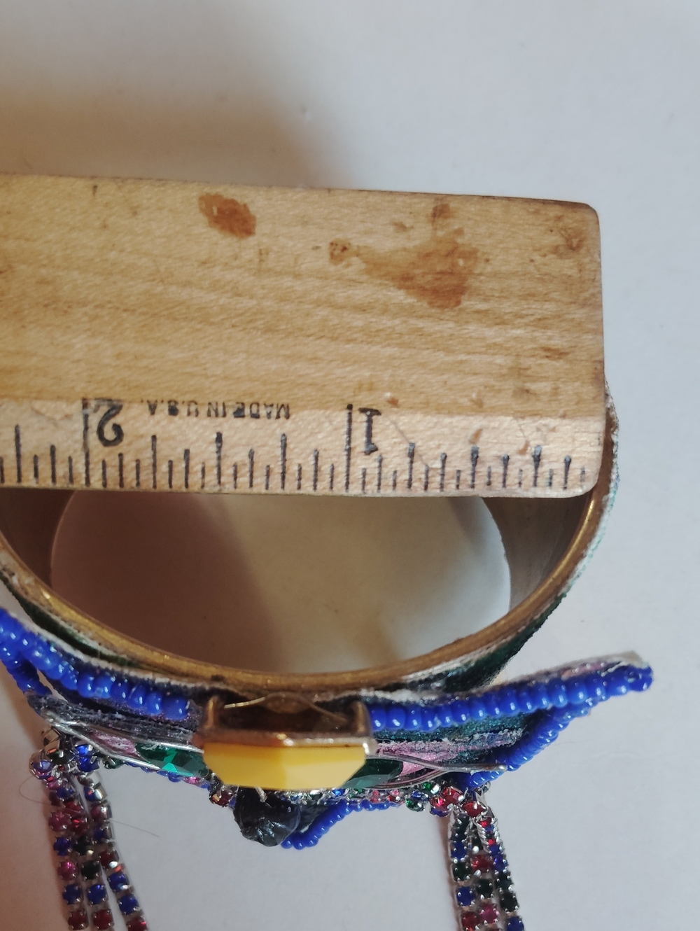 Handmade Mardi Gras Cat Face Mask Statement Bracelet Wrist Cuff Colorful - Picture 6 of 8
